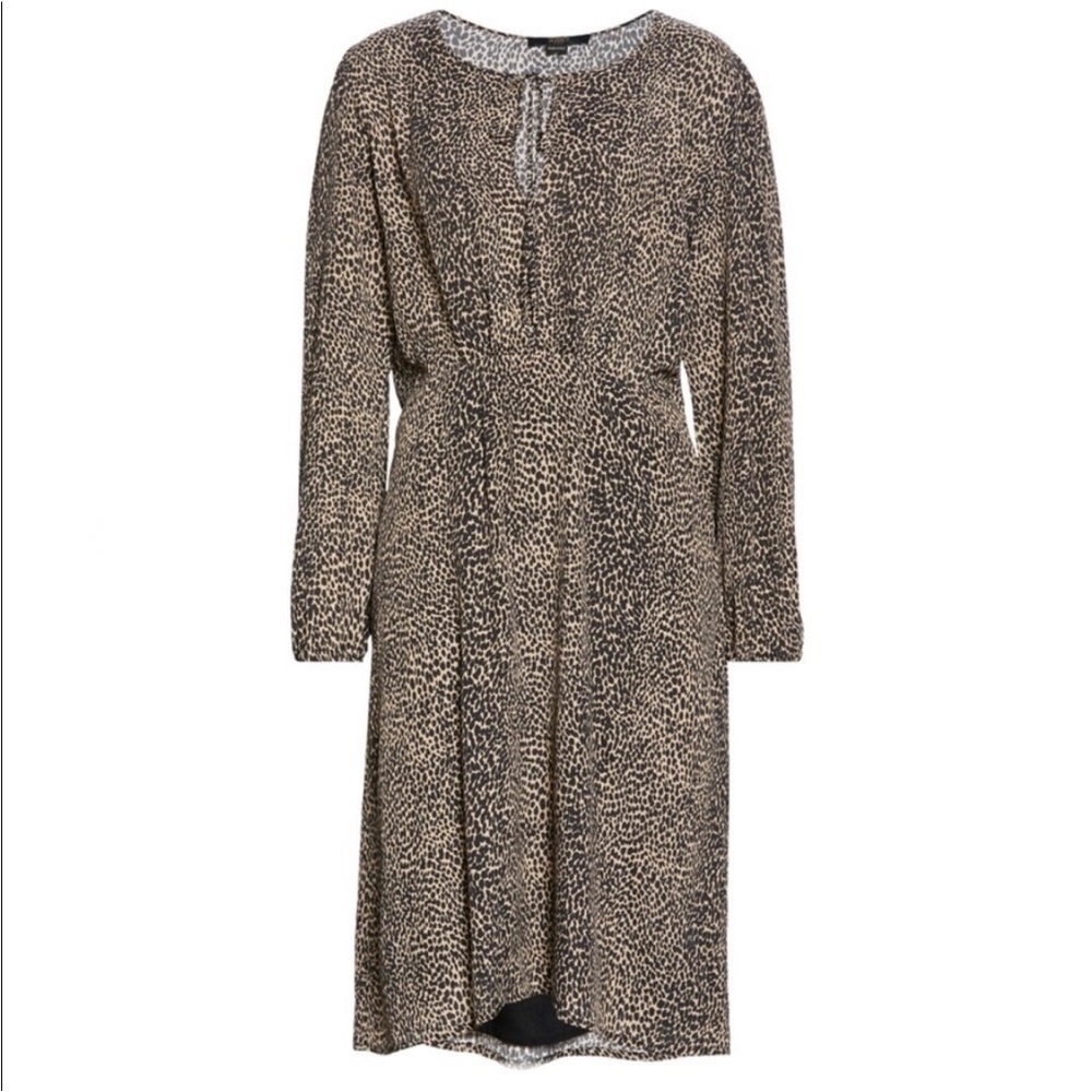 SEVENTY VENEZIA Print Long Sleeve Italian Animal Print MIDI Dress
